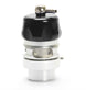 Turbosmart Vee Port Pro black blow off valve installed on a vehicle, showcasing its compact design and matte black finish.
