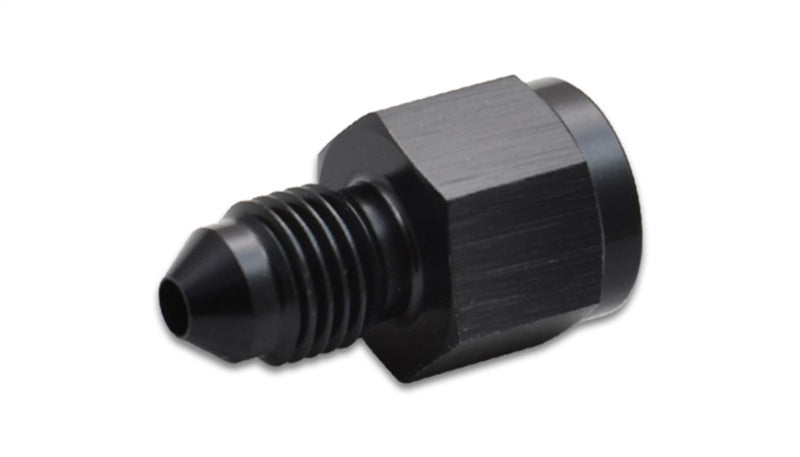 Vibrant 1/8in NPT female to -4AN male flare adapter fitting with brass construction and threaded connections.