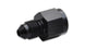 Vibrant 1/8in NPT female to -4AN male flare adapter fitting with brass construction and threaded connections.
