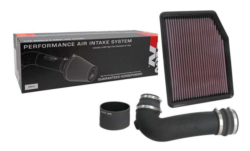 K&N 57 Series FIPK cold air intake kit for 2019-2020 GM 1500 V8 5.3L/6.2L trucks, featuring high-performance air filter and intake tubing.
