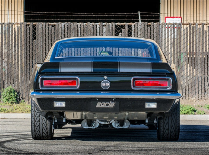 Borla CrateMuffler BBC ATAK 2.5-inch offset/center oval muffler with 14x4.35x9 inch dimensions, designed for V8 engines.