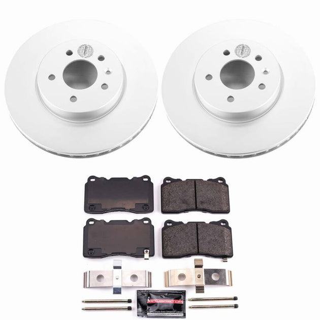PowerStop Z23 coated brake kit for Cadillac ATS 2013-2018, front performance brake rotors and pads installed