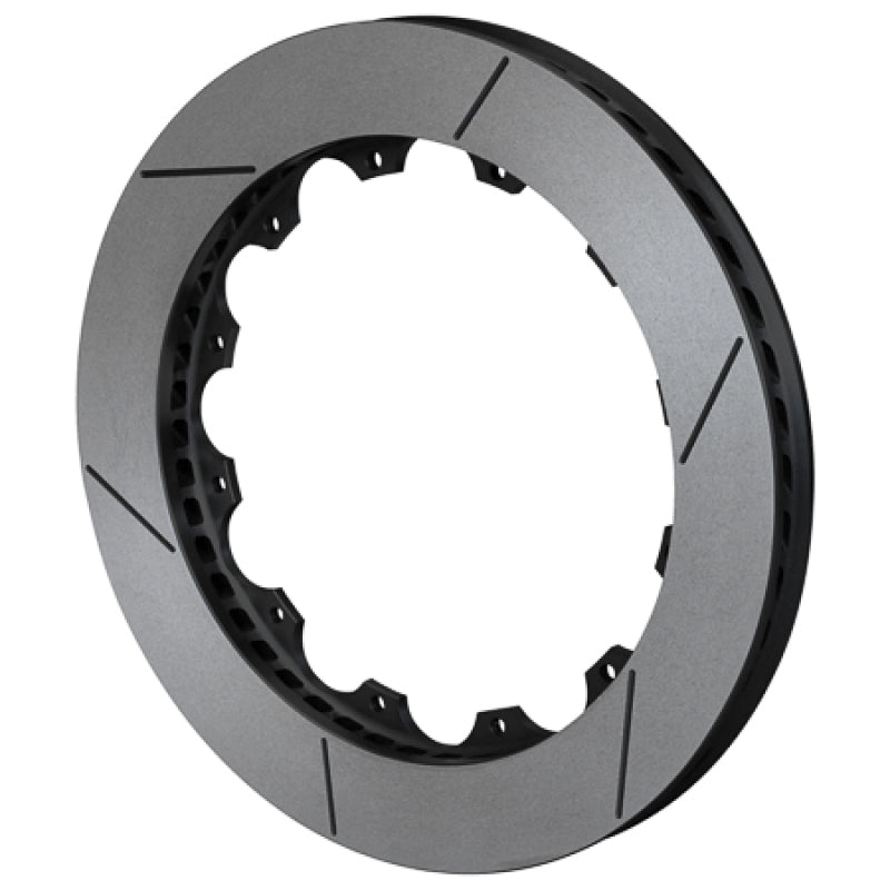 Wilwood GT48 SPC-37-RH 12.88-inch black electro-coated 2-piece brake rotor for 12-inch wheels, showing the rotor's detailed design.