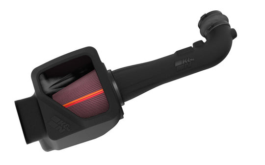 K&N Engineering NextGen cold air intake for Chevy Silverado 1500 5.3L/6.2L V8, showing the intake tube and filter components.