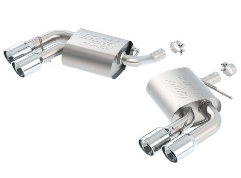 Borla axle back exhaust system for 2016 Chevy Camaro V6, rear section with ATAK performance muffler, without dual mode valves.
