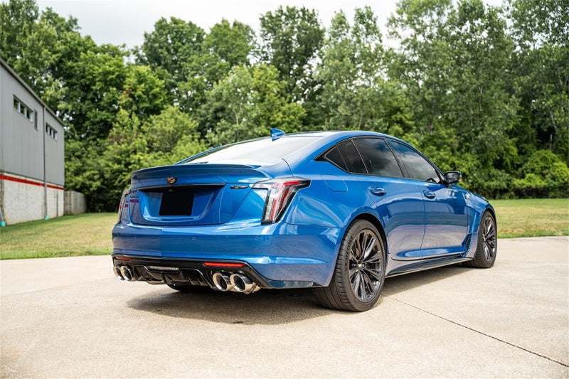 CORSA Performance Corsa 22-25 Cadillac CT5 V Blackwing cat-back exhaust with twin 4.5-inch tips and dual X-pipe, black finish.