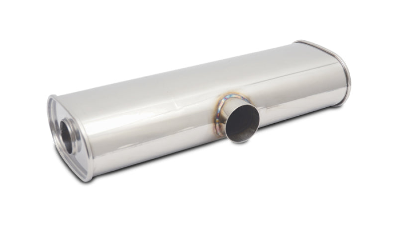 Vibrant StreetPower Oval Muffler, 6x10x24 inches, long body with dual 2.5-inch outlets and split dual exhaust tips.