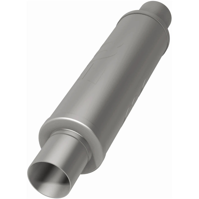 MagnaFlow Mag SS muffler, 14x4x4 inch with 2.5x2.5 inch inlet and outlet, stainless steel automotive exhaust component