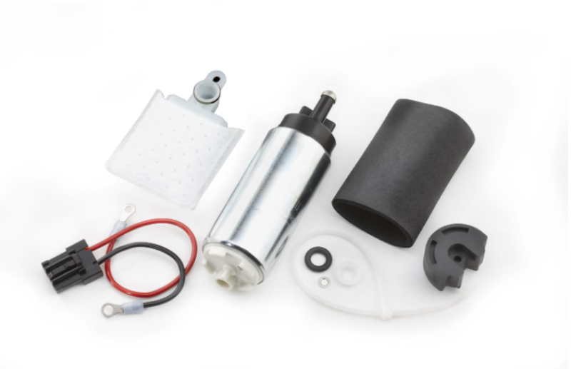Walbro fuel pump and installation kit package showing a high-performance automotive fuel pump with installation components.