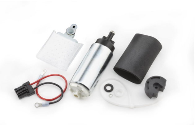 Walbro fuel pump and installation kit package showing a high-performance automotive fuel pump with installation components.