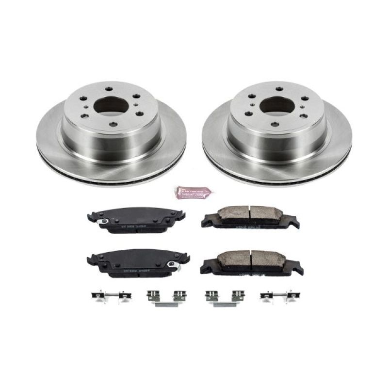 PowerStop rear Autospecialty brake kit for 2015-2019 Cadillac Escalade, includes brake rotors and pads for OE performance.