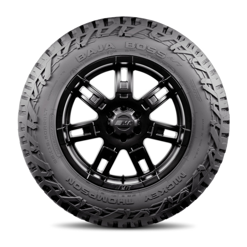 Mickey Thompson Baja Boss A/T tire 275/65R18 116T for on-road UTVs, showcasing rugged tread pattern and sidewall design.