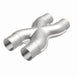 MagnalFlow Smooth Trans X 2.25-inch stainless steel X pipe for automotive exhaust systems, showing the polished metal design.