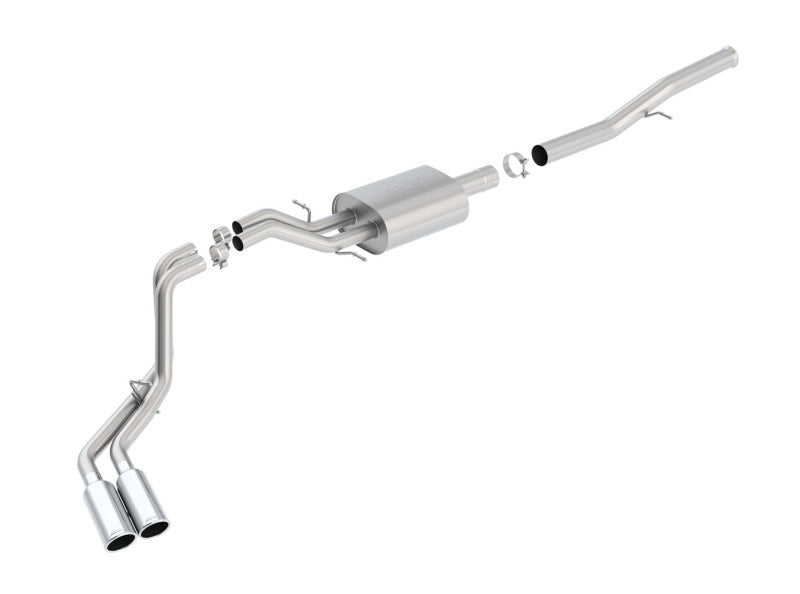 Borla catback exhaust system for Chevy Silverado 1500, dual rolled side exit, stainless steel, 143.5-inch wheelbase, S-Type design