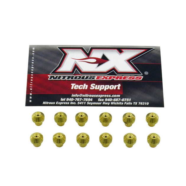 Nitrous Express Hitman Plus Gasoline Nitrous Jets for 50-200 jet pack system, showcasing precision-machined components.