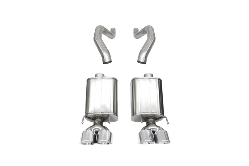 Polished Corsa Performance axle-back exhaust with 4.5-inch twin tips for Chevy Corvette C6 Z06 and ZR1 models