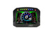AEM CD-5LG carbon digital dash display gauge with internal 10Hz GPS and antenna, showing detailed digital readout and mounting setup.