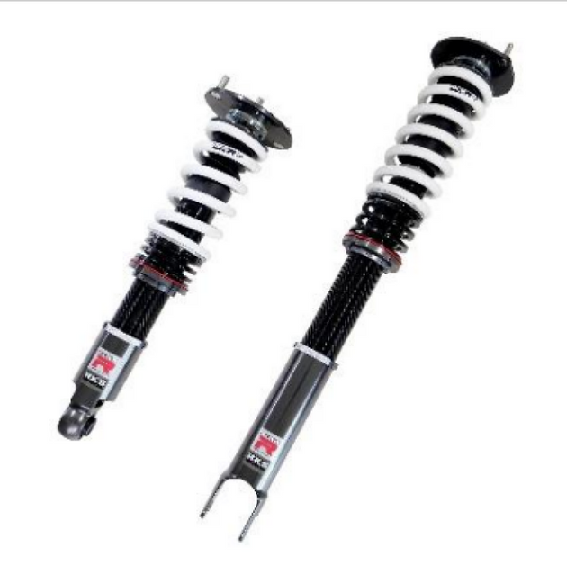HKS HIPERMAX R ER34 coilover suspension kit installed on a Nissan ER34, showcasing the adjustable coilover components.