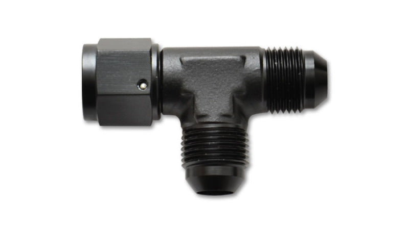 Vibrant -4AN Tee fitting with female swivel, high-quality metal fitting for automotive or racing fluid systems.
