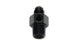 Vibrant -8AN male to 3/8in NPT male union adapter fitting with 1/8in NPT port, shown in close-up shot.
