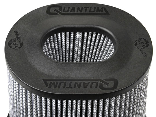aFe Quantum Pro DRY S air filter with inverted top, 5-inch flange, 8-inch height, designed for cold air intake systems