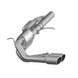 MBRP 09+ Chevrolet Silverado 1500 cat back exhaust system with dual outlet and 4-inch tip, featuring pre-axle design and polished finish.