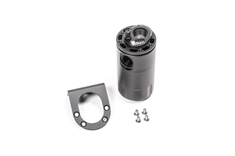 Radium Engineering single universal oil catch can kit with Fluid Lock, designed for automotive engine venting and oil catch systems.