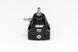 Black DeatschWerks DWR1000iL inline adjustable fuel pressure regulator with inlet and outlet fittings for automotive fuel systems.