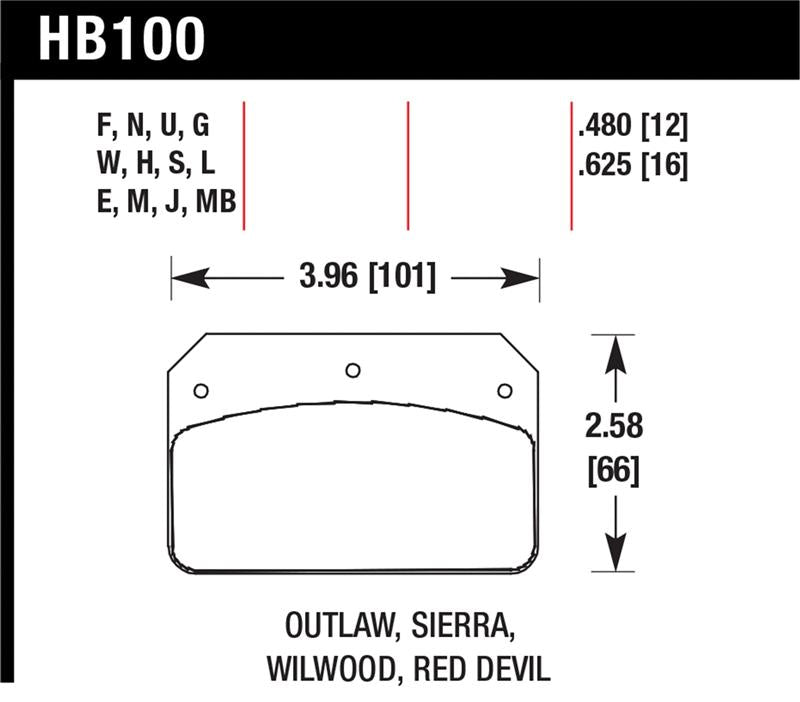 Hawk Performance Wilwood DL/Outlaw/Sierra 12mm HPS 5.0 street brake pads for high-performance vehicle braking systems.