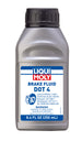 LIQUI MOLY 250mL brake fluid DOT 4 bottle, clear liquid inside a plastic container for vehicle brake system.