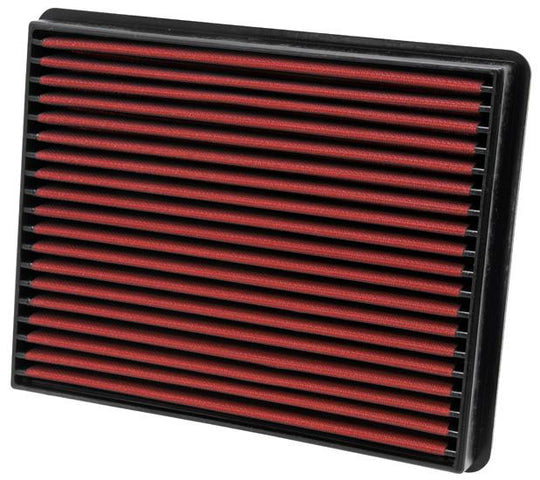 AEM DryFlow air filter for Silverado, Sierra, Avalanche, Tahoe, Yukon; 12.625in length, 10in width, 1.75in height, drop-in design