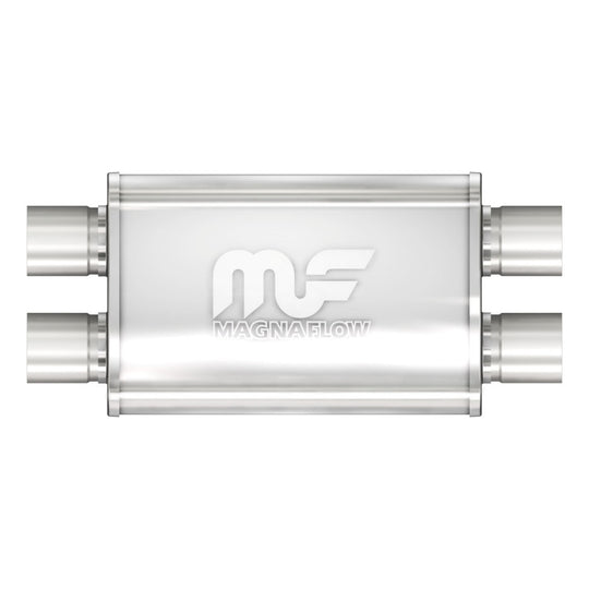MagnaFlow Mag SS muffler with 11x4x9 inch dimensions, dual inlet/outlet, stainless steel construction for vehicle exhaust system.