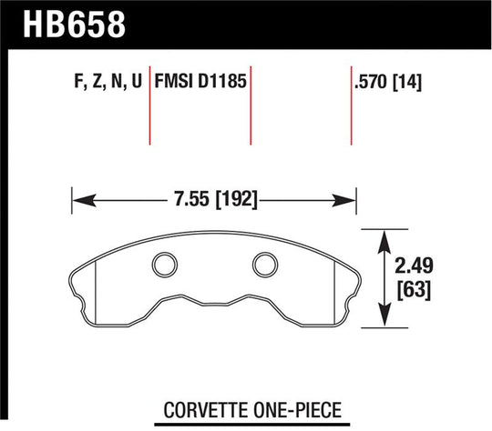Hawk Performance high-performance street front brake pads for Chevy Corvette Grand Sport 2010-2013, one-piece design, model 48481.