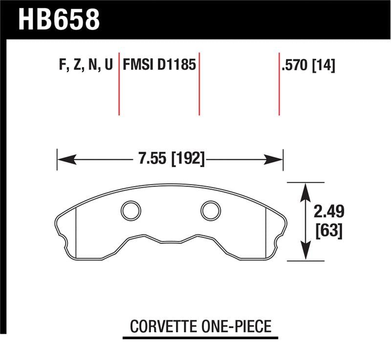 Hawk Performance high-performance street front brake pads for Chevy Corvette Grand Sport 2010-2013, one-piece design, model 48481.