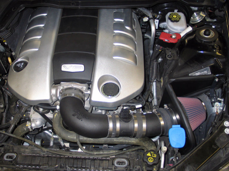 K&N Engineering cold air intake for 2008-2009 Pontiac G8 V8-6.0L engine, showing the intake tube and filter.