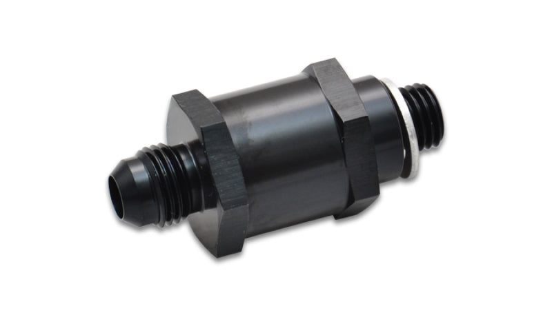 Vibrant Fuel Pump Check Valve -8AN Male Flare to 12mm x 1.5 Metric fitting, with metal construction and threaded connections.
