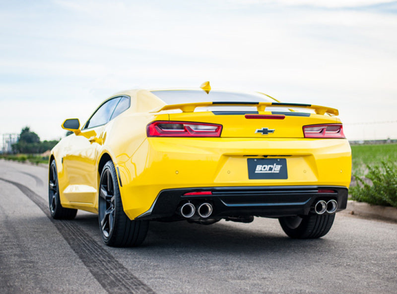 Borla X-pipe with mid pipes and AFM valves for 2016 Camaro SS 6.2L V8 engine, stainless steel exhaust component.