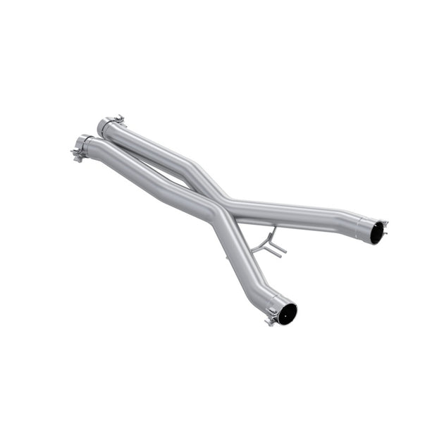 MBRP 14-19 Chevrolet Corvette 6.2L X-Pipe made of T304 stainless steel, showing the 3-inch diameter pipe with welded joints.