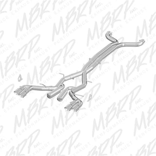 MBRP catback exhaust system for 2016 Chevy Camaro V8 6.2L with dual 4.5-inch quad wall tips and 3-inch aluminized pipe.