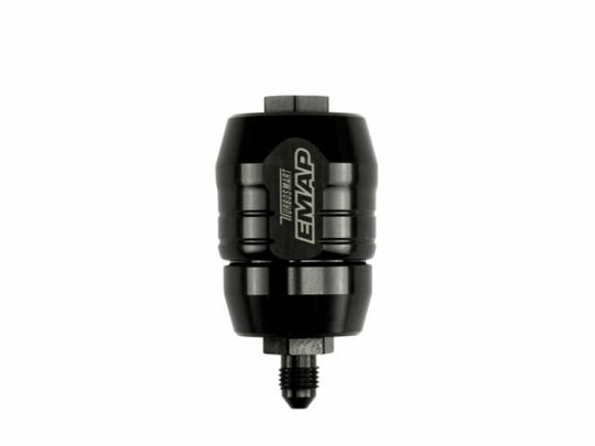 Turbosmart exhaust manifold pressure canister fitting with 3AN to 1/8NPT threaded connection, metal hardware for automotive use