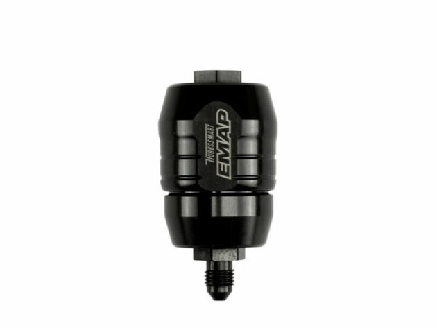 Turbosmart exhaust manifold pressure canister fitting with 3AN to 1/8NPT threaded connection, metal hardware for automotive use
