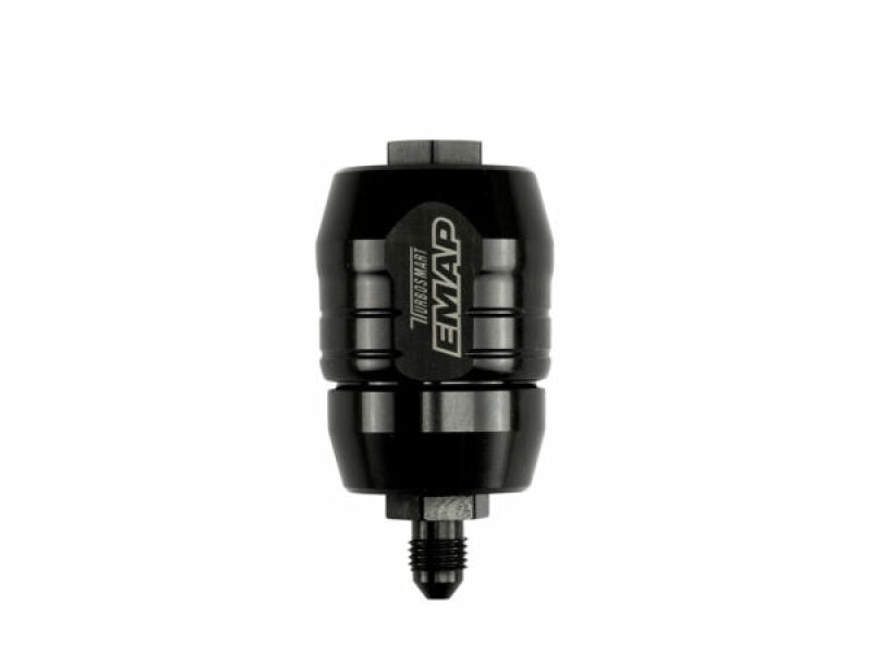 Turbosmart exhaust manifold pressure canister fitting with 3AN to 1/8NPT threaded connection, metal hardware for automotive use