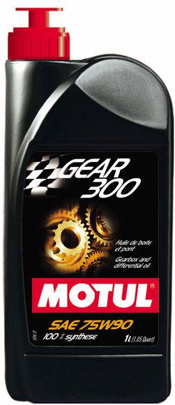 Motul Gear 300 75W90 synthetic ester transmission oil in orange 20L jerry can, ideal for gearboxes and differentials.