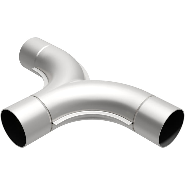 MagnaFlow Smooth Trans T 2.50-inch stainless steel connecting pipe with 90/90 degree bends for exhaust systems.