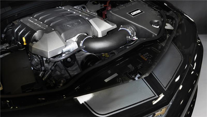CORSA Performance cold air intake for Chevrolet Camaro SS 6.2L V8 engine, featuring black plastic and metal components.