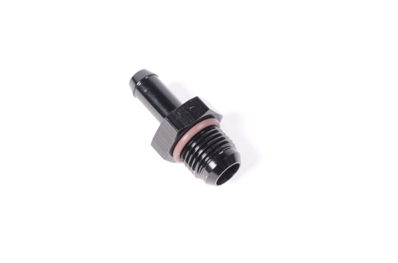 Radium Engineering 6AN to 5/16 inch barb fitting, durable metal fitting for automotive or racing fuel systems.