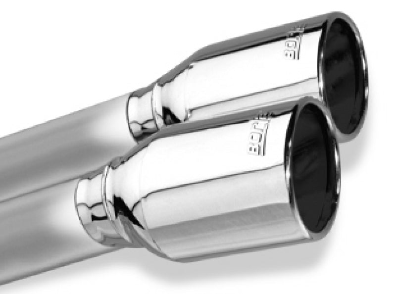 Borla axle back exhaust for 2011-2015 Cadillac CTS V Coupe 6.2L SS, rear section with polished tips and dual exhaust outlets.