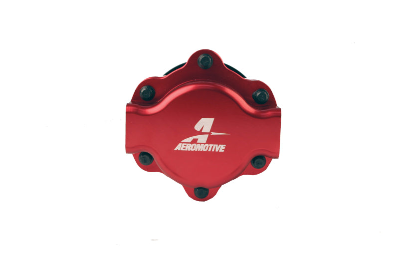 Aeromotive billet hex drive fuel pump with sturdy metallic construction and precise hex drive mechanism for automotive fuel systems.