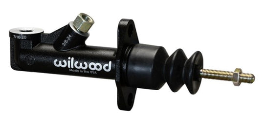 Wilwood GS remote brake master cylinder with .500 inch bore, showcasing chrome finish and mounting fittings.