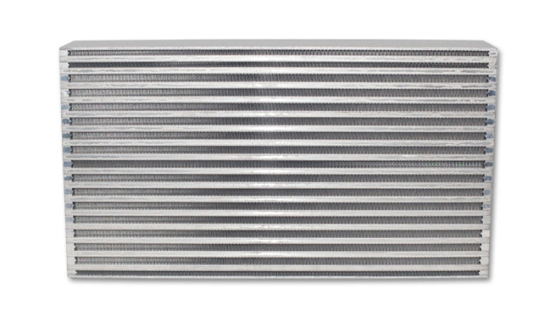 Vibrant intercooler core measuring 20x11x3.5 inches, featuring vibrant, durable aluminum fins for effective cooling.